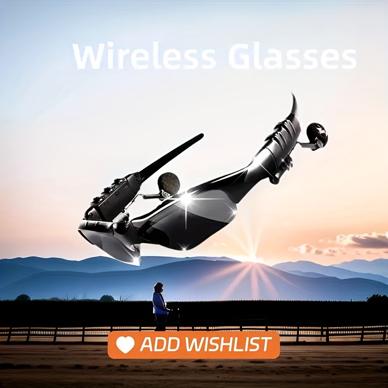 smart wireless glasses earphones hands free calling and music volume control type c charging active noise cancellation button control compatible with mobile phones suitable for driving cycling and outdoor activities Product details 0