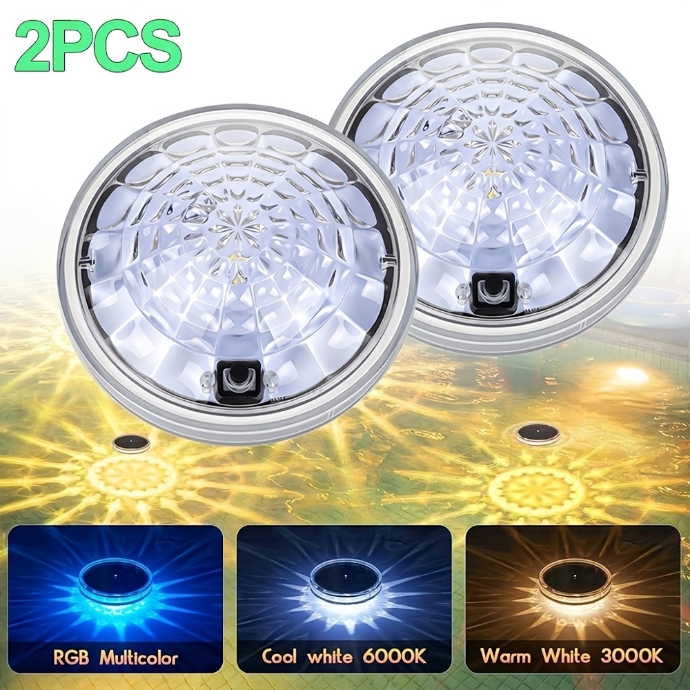 Image of 2pcs Solar Swimming Pool Lights, Floating With 12 Lighting , Ip68, Rgb Solar Pool Projection Light For Swimming Pools, Bathtubs, Landscape Pools, Courtyard Decor