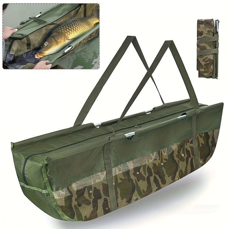 Image of 3-fold Weighing Bag For Fishing, Large Capacity Fish Weighing Sack With Scale, Portable Weight Measurement Pouch For Carp, , And More