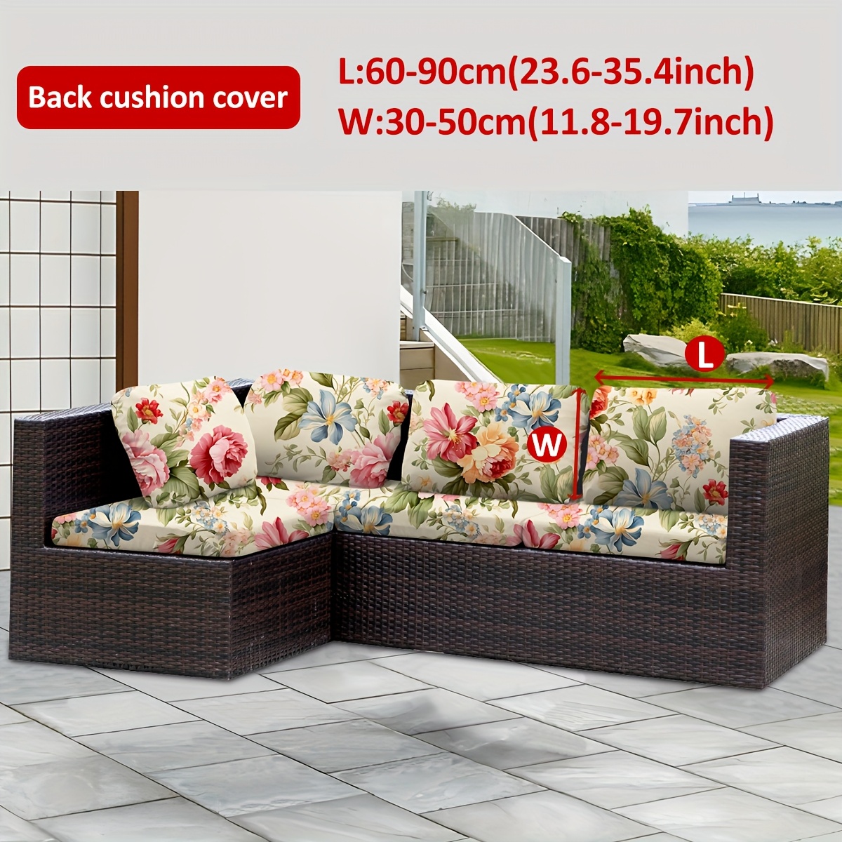 E-shop Packung mit 1 Outdoor Bedrucktem Grünen Blatt-Blumen-Sofakissenbezug, Schützender Sofamöbel Heimdekoration Sofaschutz (Digitaldruck 145g/m²)