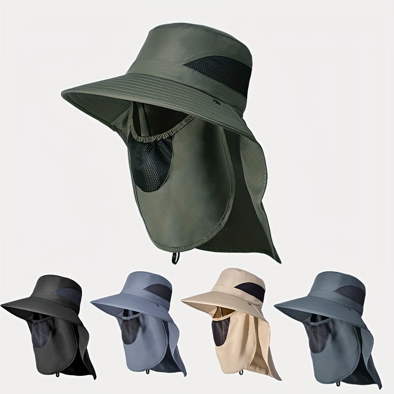 1pc Sporty Wide Brim Breathable Mesh Bucket Hat With Detachable Shawl And  Face Mask Summer Uv Protection Adjustable Fishing Hat For Outdoor  Activities - Jewelry & Accessories - Temu