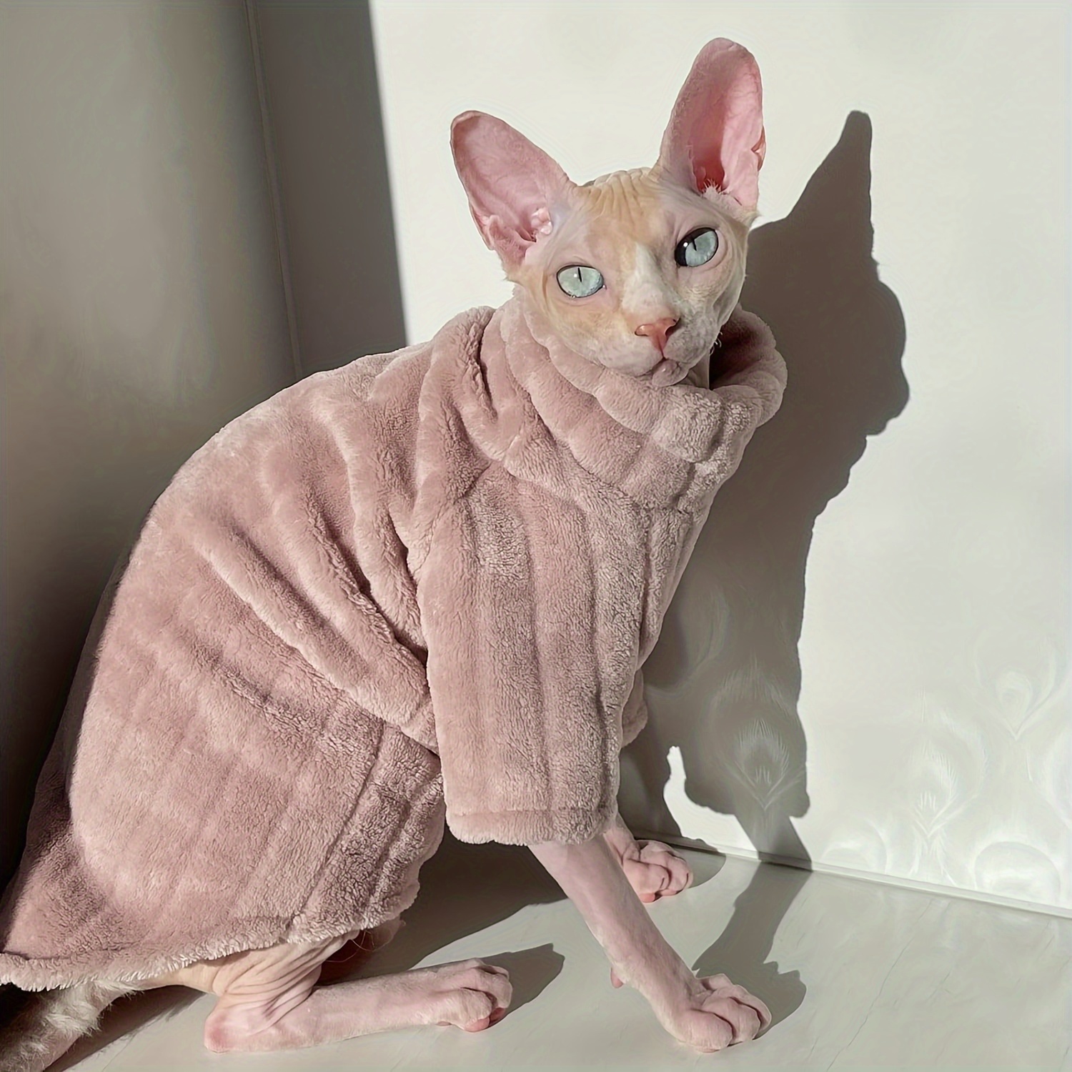 sphynx cat turtleneck sweater fleece thick winter Temu Canada