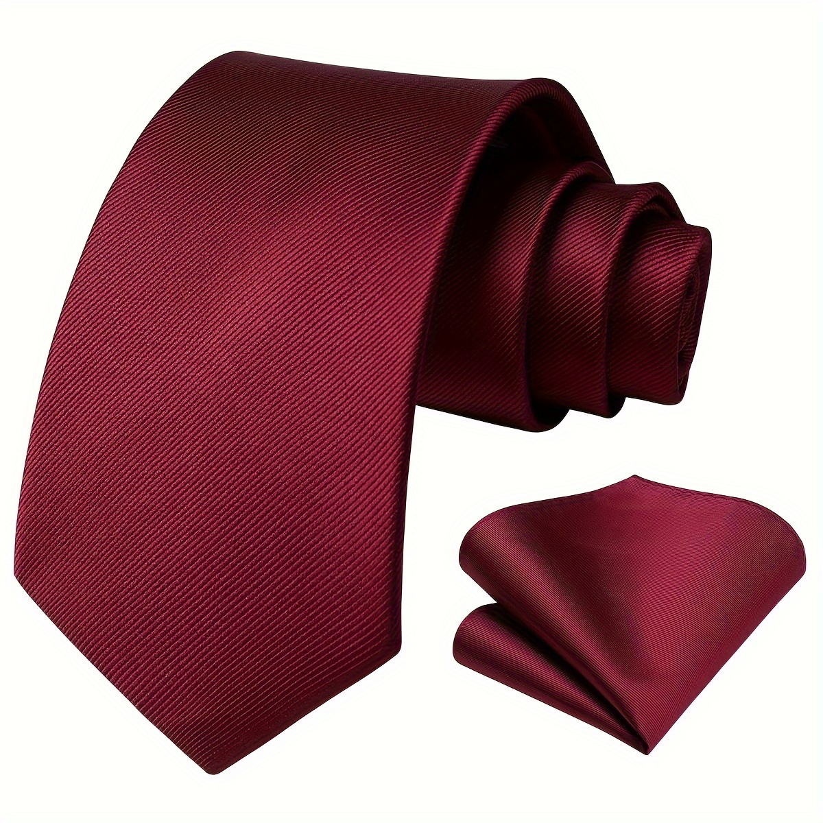 E-shop Herren 8 cm einfarbig geripptes Stehkragen- und Taschentuch-Zweiteiler-Set, hochwertiges klassisches Mode-Hochzeits-Party-Business-Krawattenset