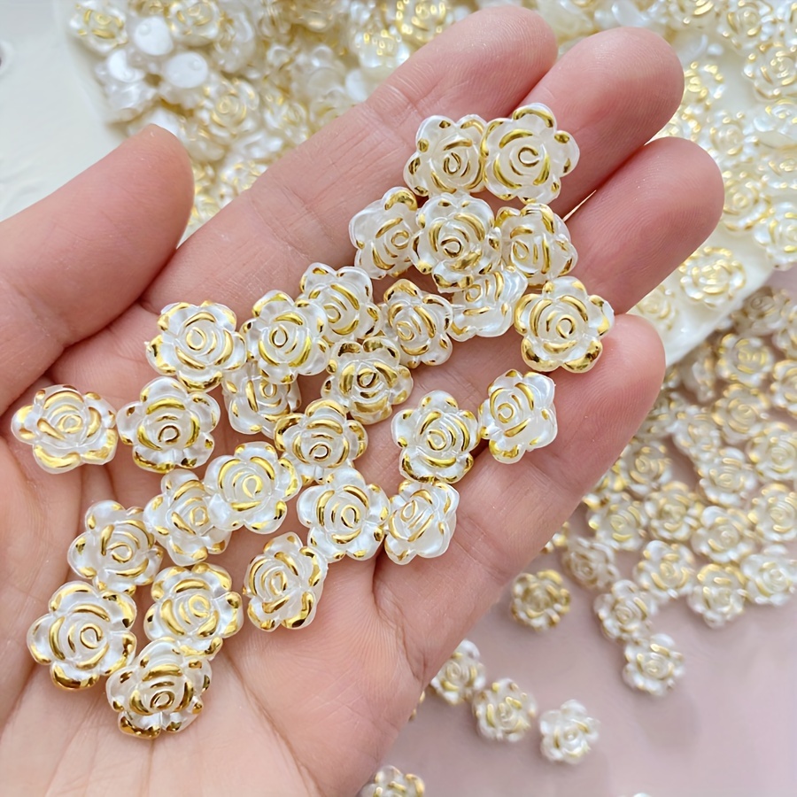 acrylic flower beads diy handmade craft supplies iridescent Temu