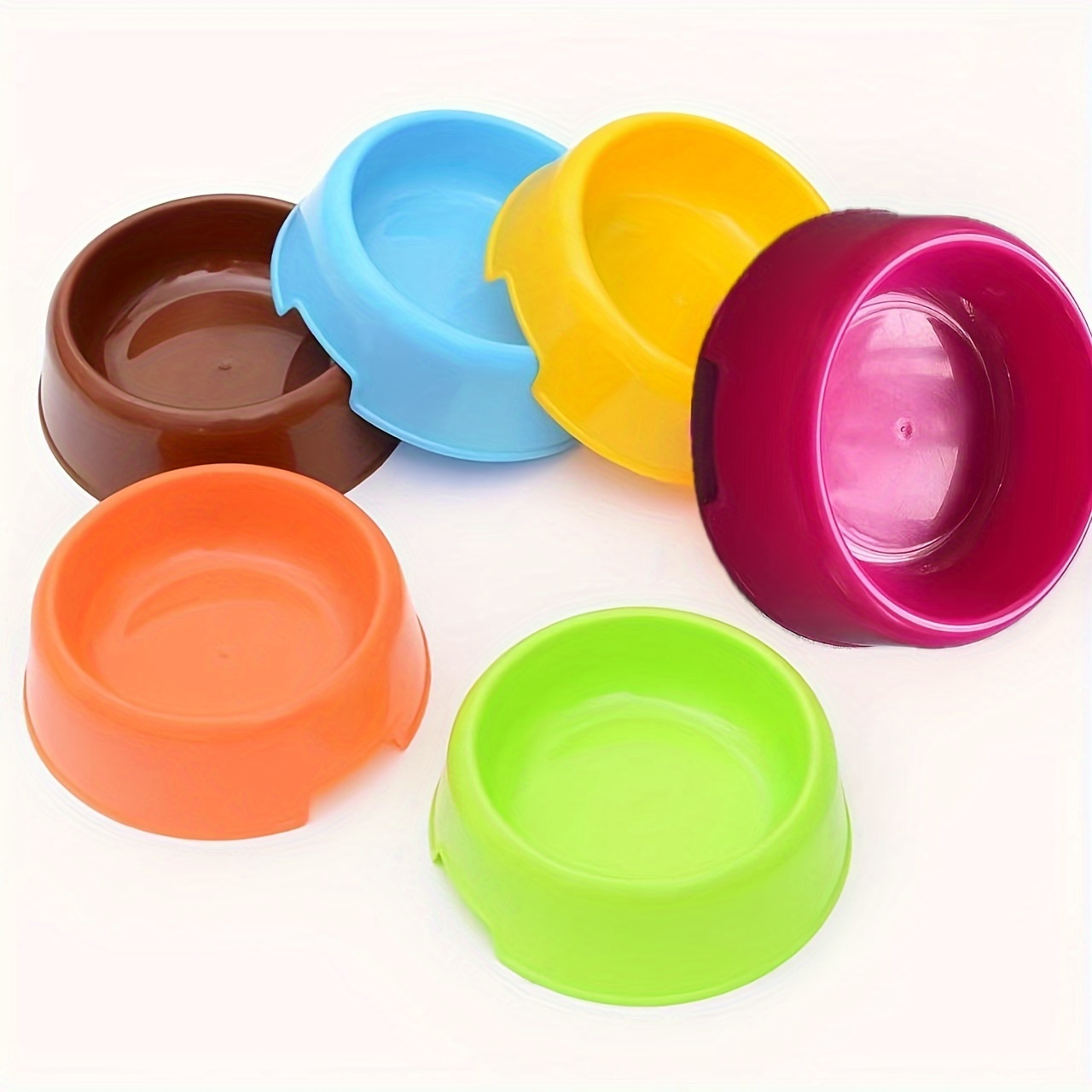 

6-piece Assorted Candy Colors Pet Bowls For Dogs & Cats - Durable Plastic Food And Water Dishes Set