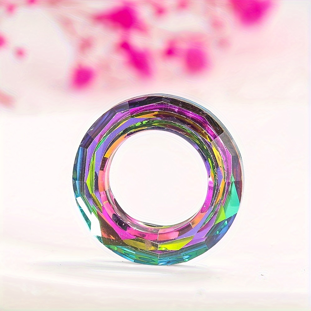 

2pcs 30mm Circle Crystal Prisms Suncatcher Rainbow Maker Iridescent Glass Annular Ring Beads For Diy Jewelry Making Necklaces Earrings Accessories Chandelier Pendants Glass Hanging Diy Wind Chimes