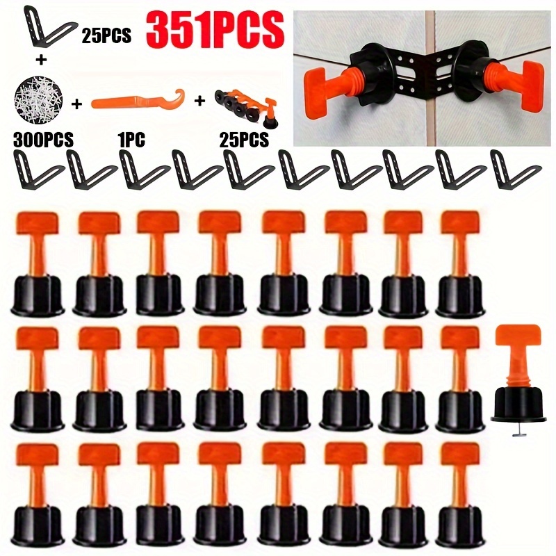 351pcs Floor For Tile Leveling System Clips Ceramic Spacers Porcelain Leveler Kit For Tile Laying Wall Fixing Construction Tools