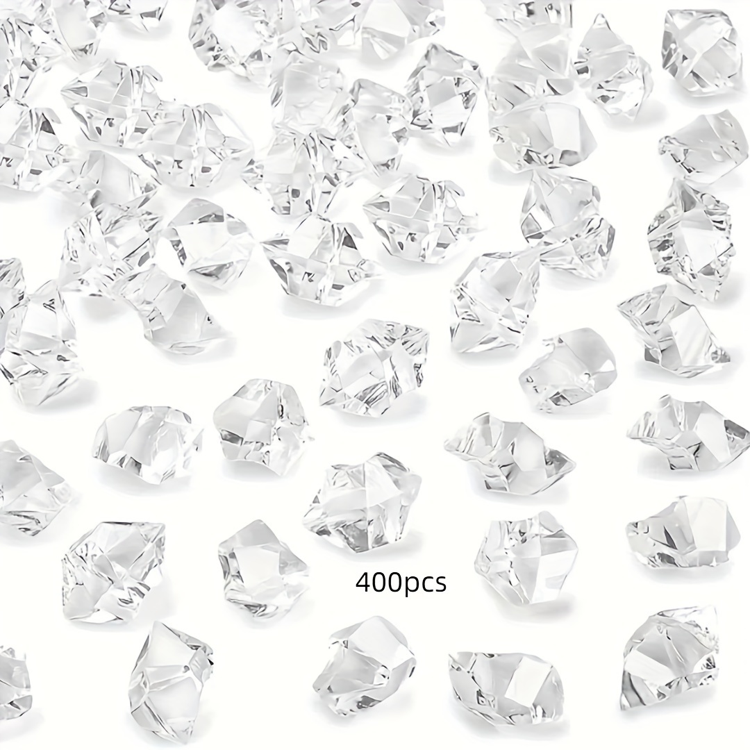 Image of 400pcs Of Acrylic Gemstones, Resembling Crystals, Perfect For Filling Vases During Christmas, Winter Decorations, Parties, And Weddings