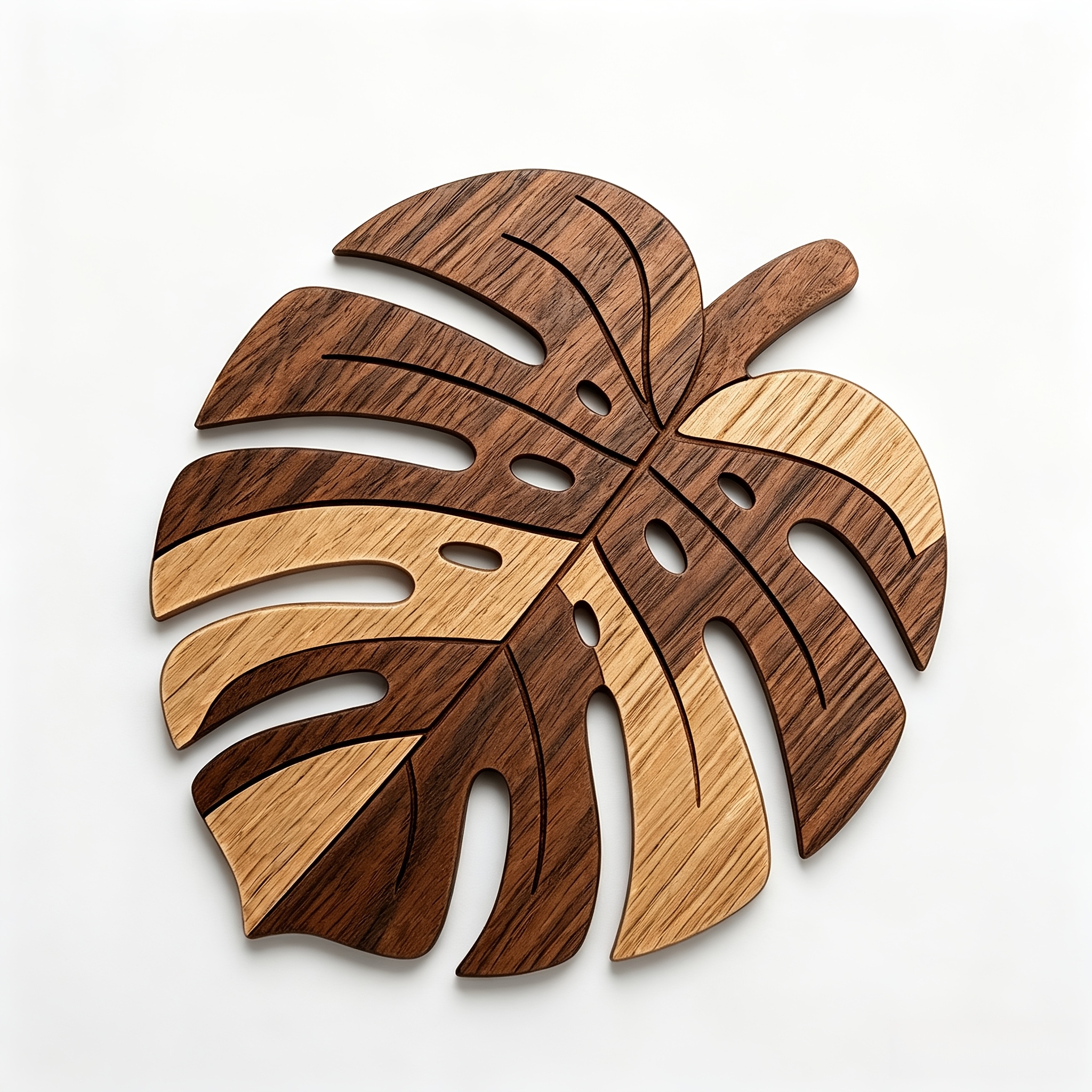 TEMU 4pcs Wooden Monstera Leaf Coasters, Decorative Coasters Suitable For Coffee Tables, Enhancing Aesthetics, Rustic-style Home Kitchen Decor