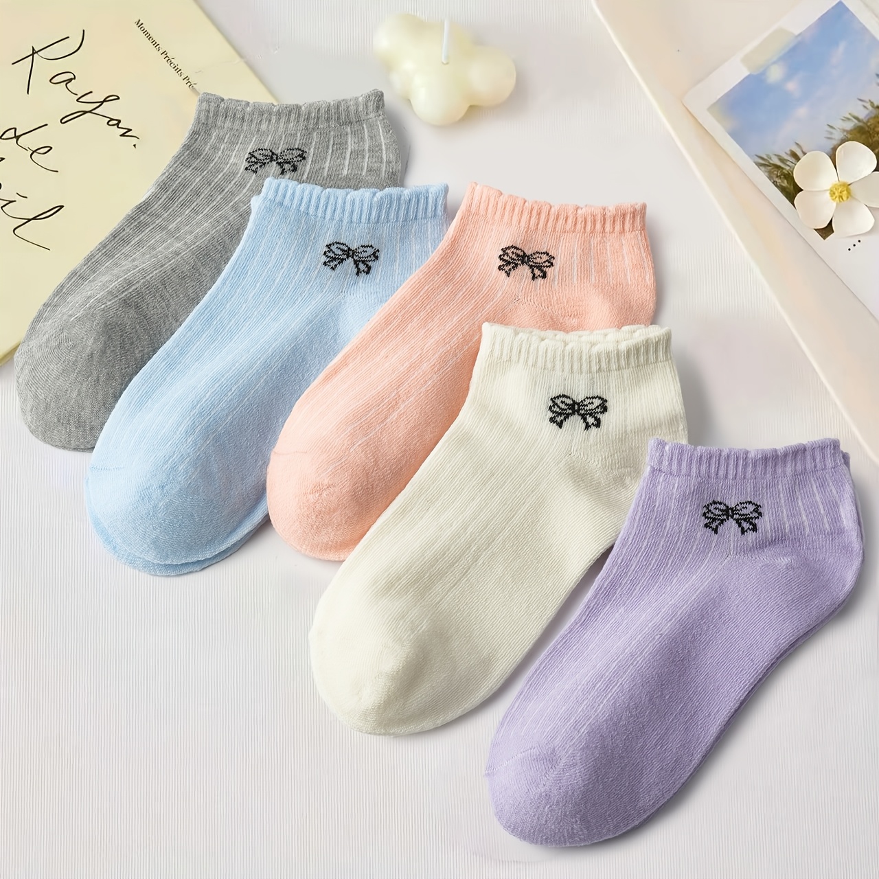 E-shop 5 Paar Spitzen-Schleifen-Socken, weich und bequem