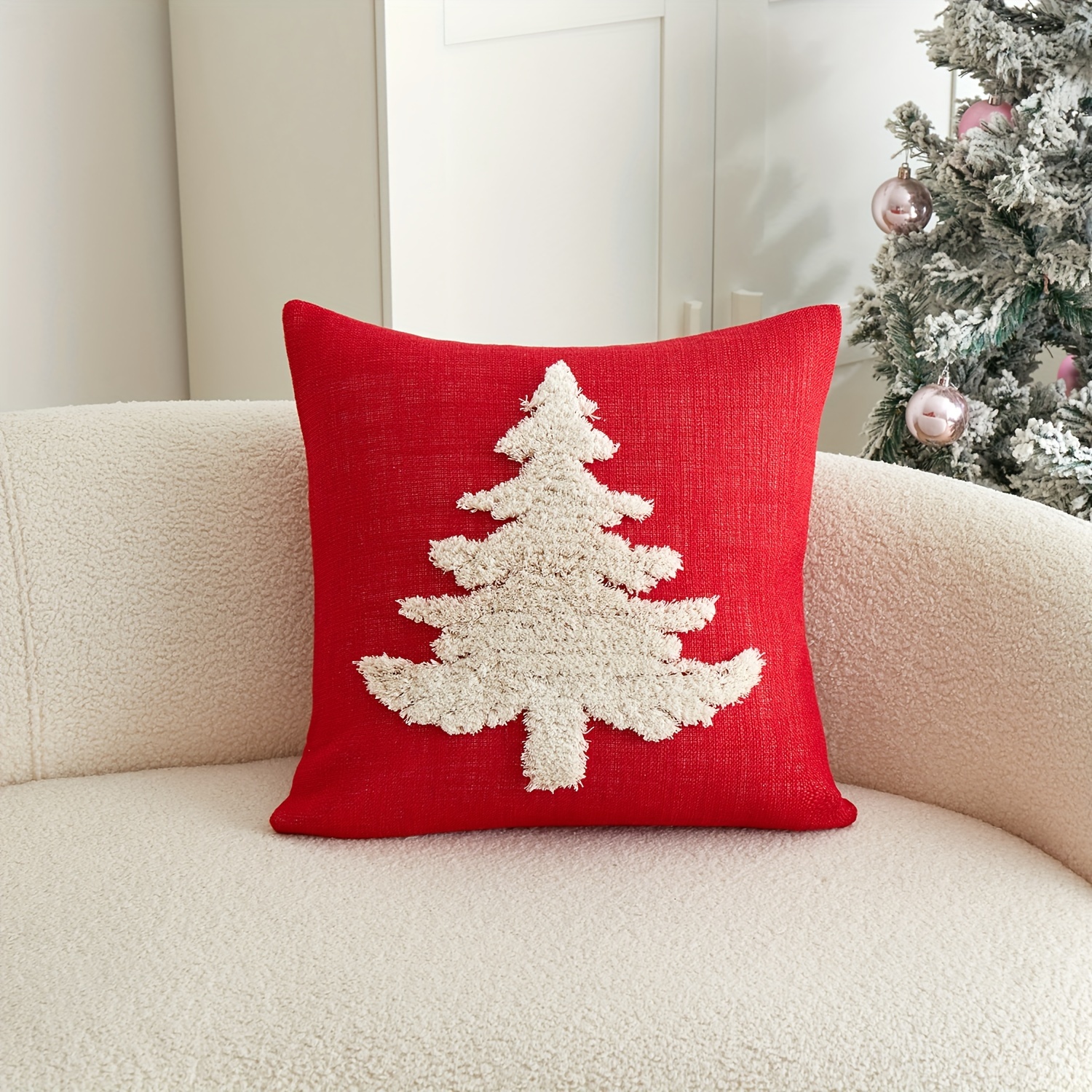 Lot De 4 Housses De Coussin Noël 45,7 X 45,7 Cm - Motifs 3D Bonhomme De Neige - Déco Hiver Salon - 8