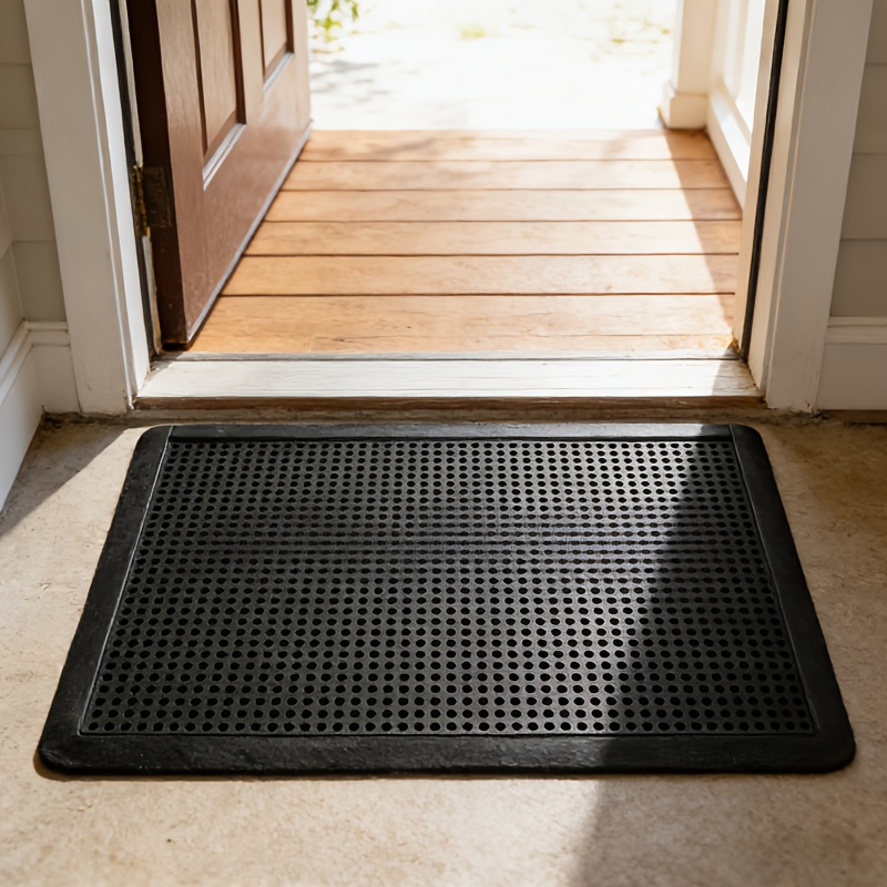 Image of A Black Rubber Floor Mat, Measuring 35*60cm/13.78*23.62 Inches, With A Non-slip Surface, Ideal For Foyer Entrances And Home Kitchens, Bathroom Entrances, Sturdy And Durable.
