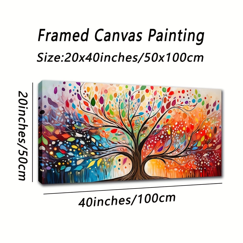 TEMU su Tela di Albero Astratto - Decorazione da Parete Incorniciata 20x40" per Soggiorno, Camera da Letto, Ufficio - Cornice in Legno Minimalista,