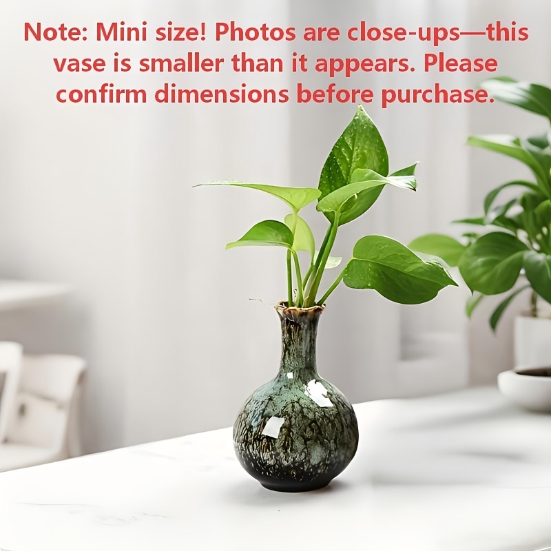 E-shop 1 Stück Vintage Chinesische Brennofen-Grüne & Schwarze Glasierte Keramikvase - Runde Kleine Knospenvase, Ideal für Wohnkultur,