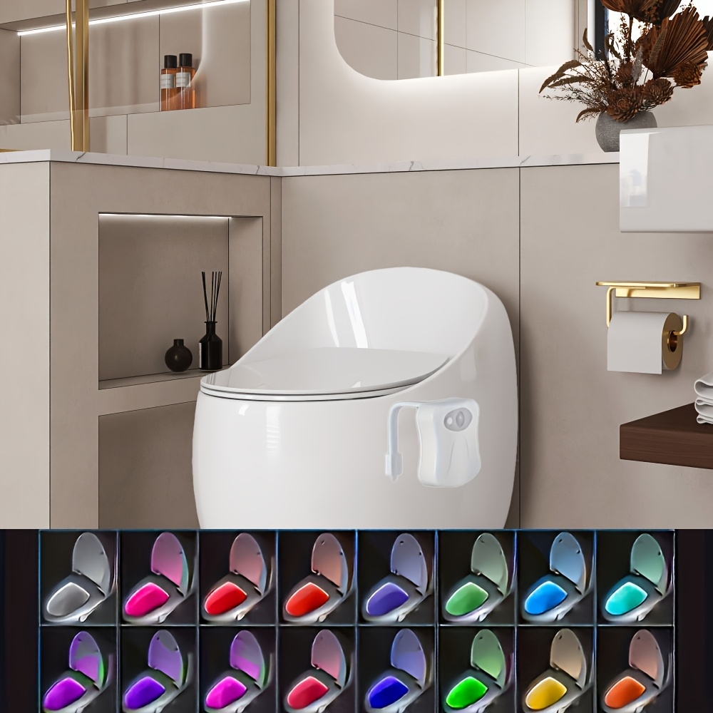 TEMU 2026 New Led Toilet Night Light With Motion Sensor, 16 Color Options - Fun And Safe Bathroom Accessory For Teens And Adults, Toilet Decor And