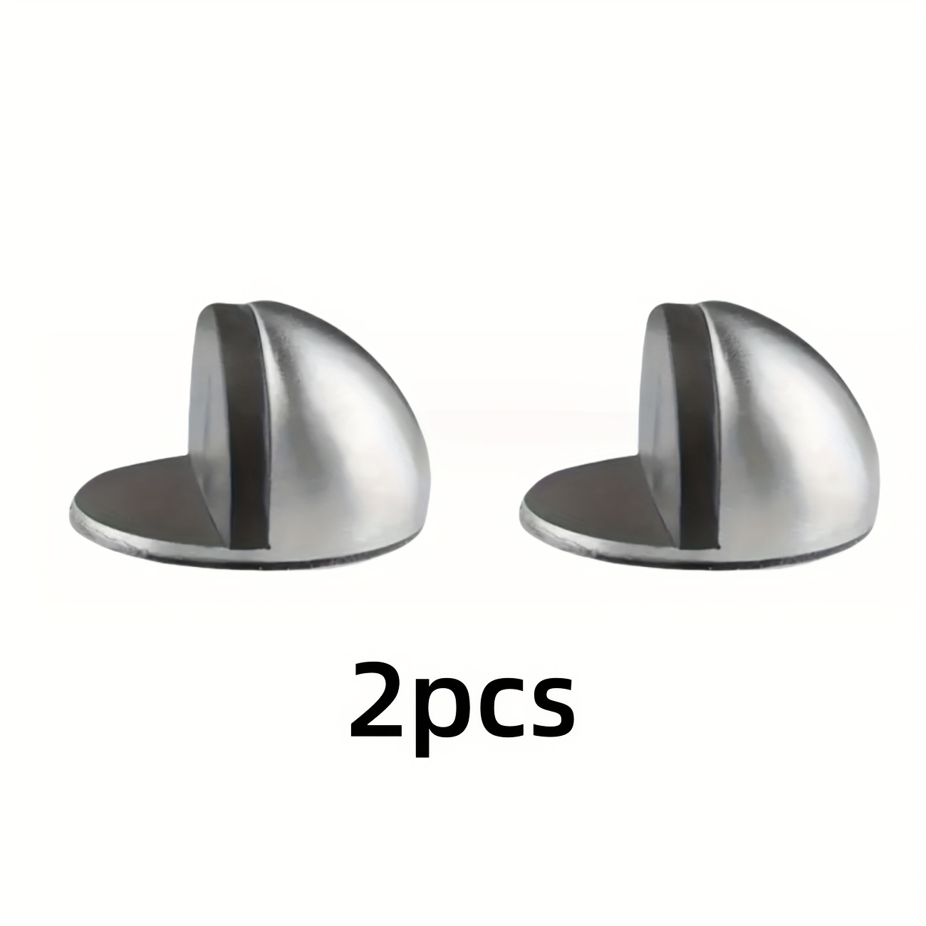 Image of 2pcs Silvery Stainless Steel Door Stops With Rubber Buffer Anti-collision Metal Baffle, Stable Structure, Rust-proof And Corrosion-resistant, Half- Door Stops, Self-adhesive Wall Protection