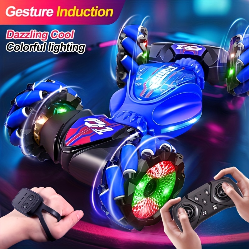 TEMU 2026 Nieuwe RC Bewegingsdetectie - 4WD Stunt Twisting Voertuig met LED Licht en Muziek, Dubbele Afstandsbediening , Perfect Verjaardags-/Cadeau