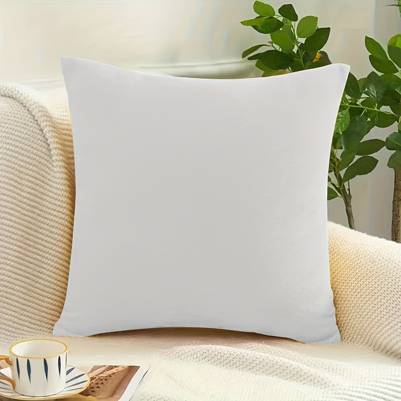 

1pc, White Short Plush Throw Pillow Covers, Contemporary Style, 17.72 X 17.72 Inches, Soft Square Cushion Cases For Sofa And Bed Decor