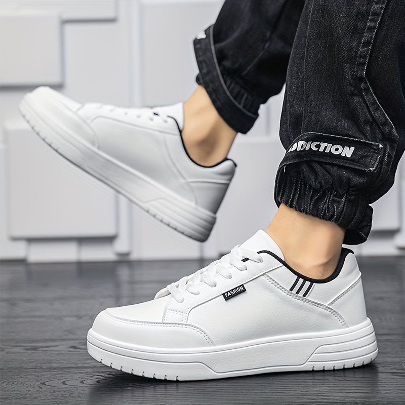 Zapatillas deportivas casuales y elegantes para hombre con un diseño de cordones adhesivos genial, zapatillas blancas versátiles y modernas