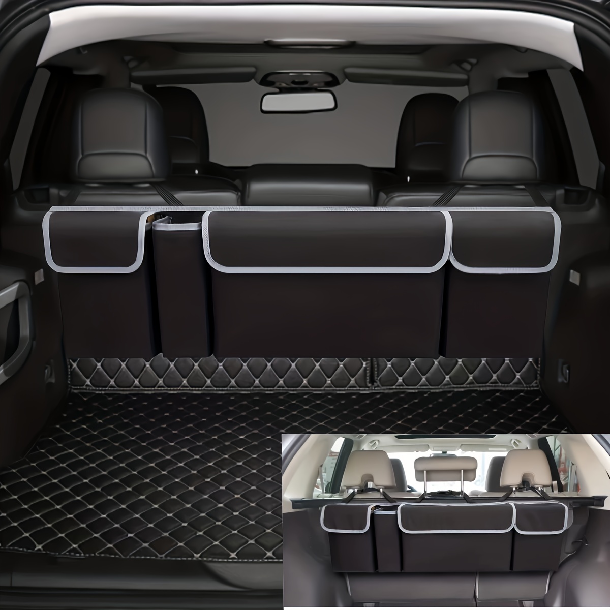 TEMU 1pc Foldable Car Seat Bag With 4-, Specifically For Rear Seat Storage. Provides Significantly Enhance The Organization And Of The Interior