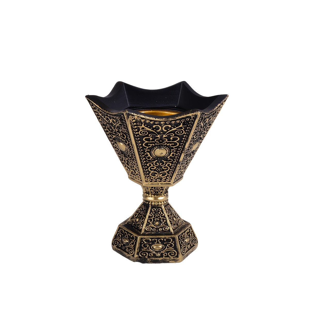 Image of 1pc Geometric Pattern Mabkhara Traditional Arabic Bukhoor Burner For Oud And Bakhoor Ramadan Decoration Gift With Cleaning Kit Hexagon Coal Incense Holder
