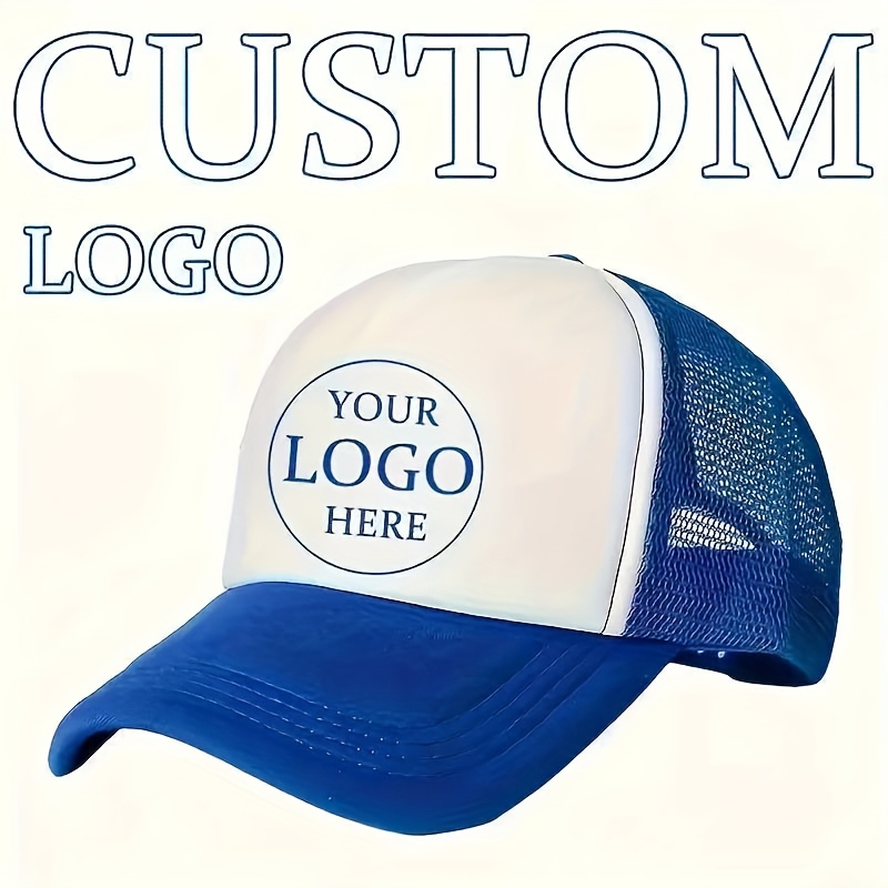 TEMU 1 Custom Logo Printed Trucker Hat, 1 Custom Logo Printed Breathable Mesh Trucker Hat, Polyester Baseball , Suitable For Outdoor Activities