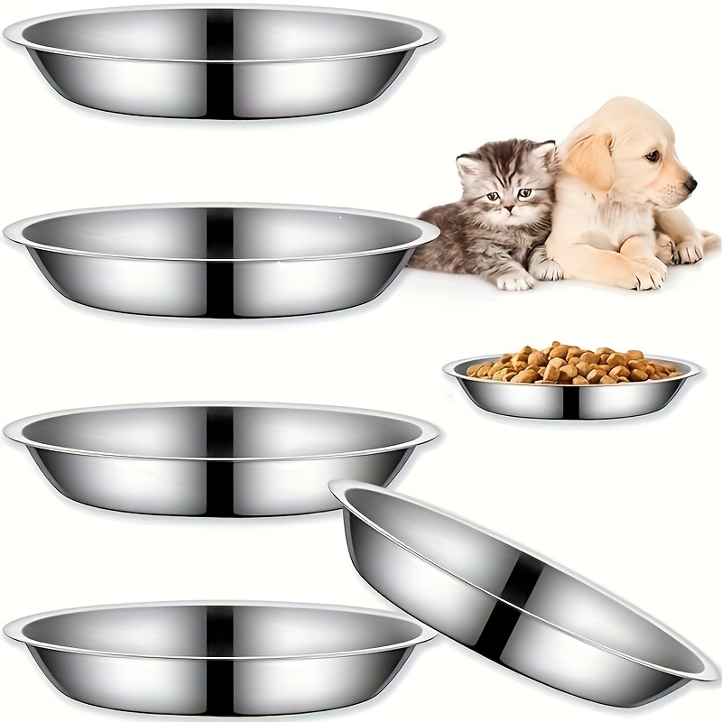 

5-pack Stainless Steel Cat Bowls - Shallow & Wide Pet Feeding Dishes For Dry Wet Food, Anti-whisker Fatigue, Indoor Cats, Kittens, Small Dogs