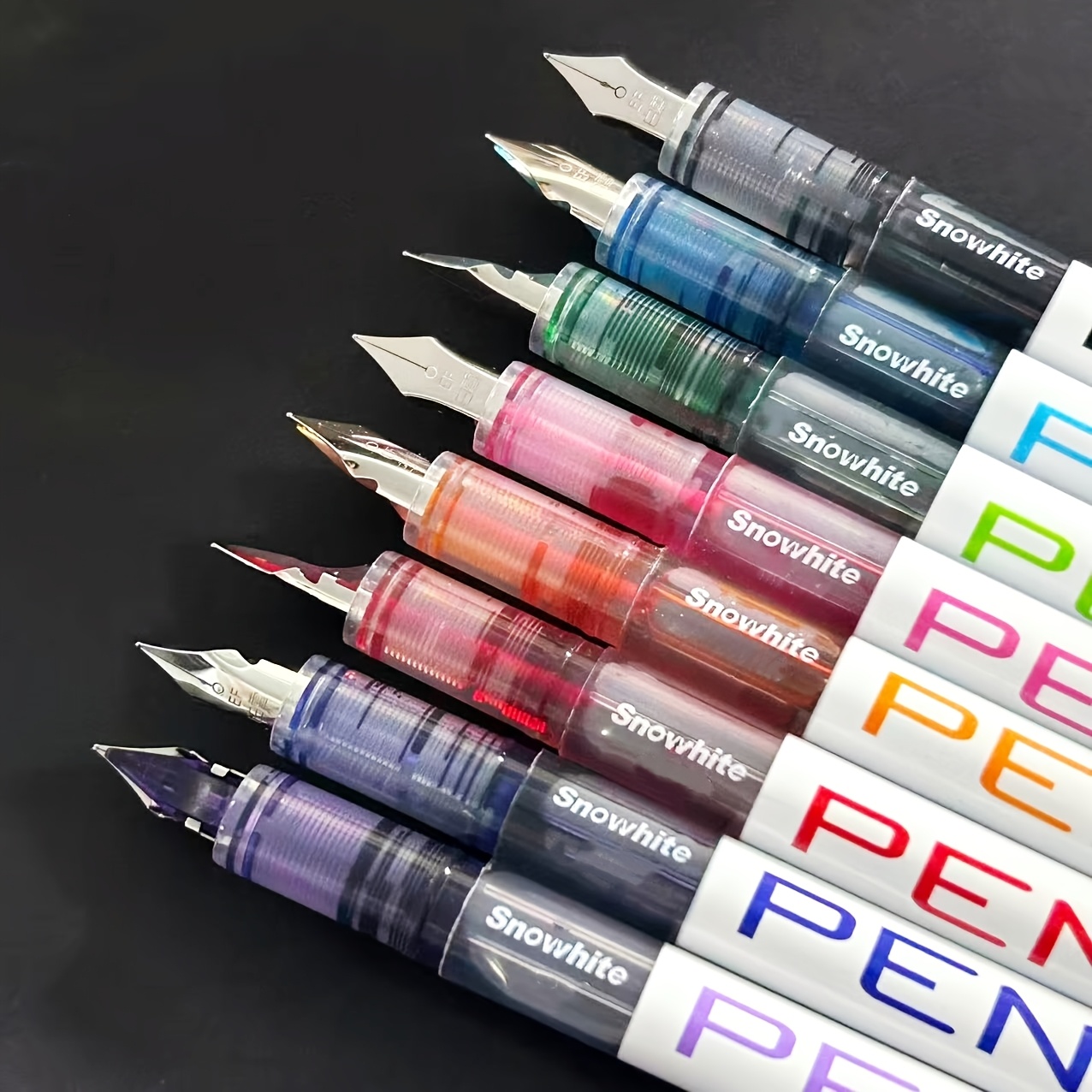 Image of 8 Colors X 8pcs Ef Nib Disposable Fountain Pens Quick Dry, Ink, Vibrant, Durable Plastic, Back To School Office Supplies Perfect For Doodling, Note-taking And Sketching Christmas Gifts