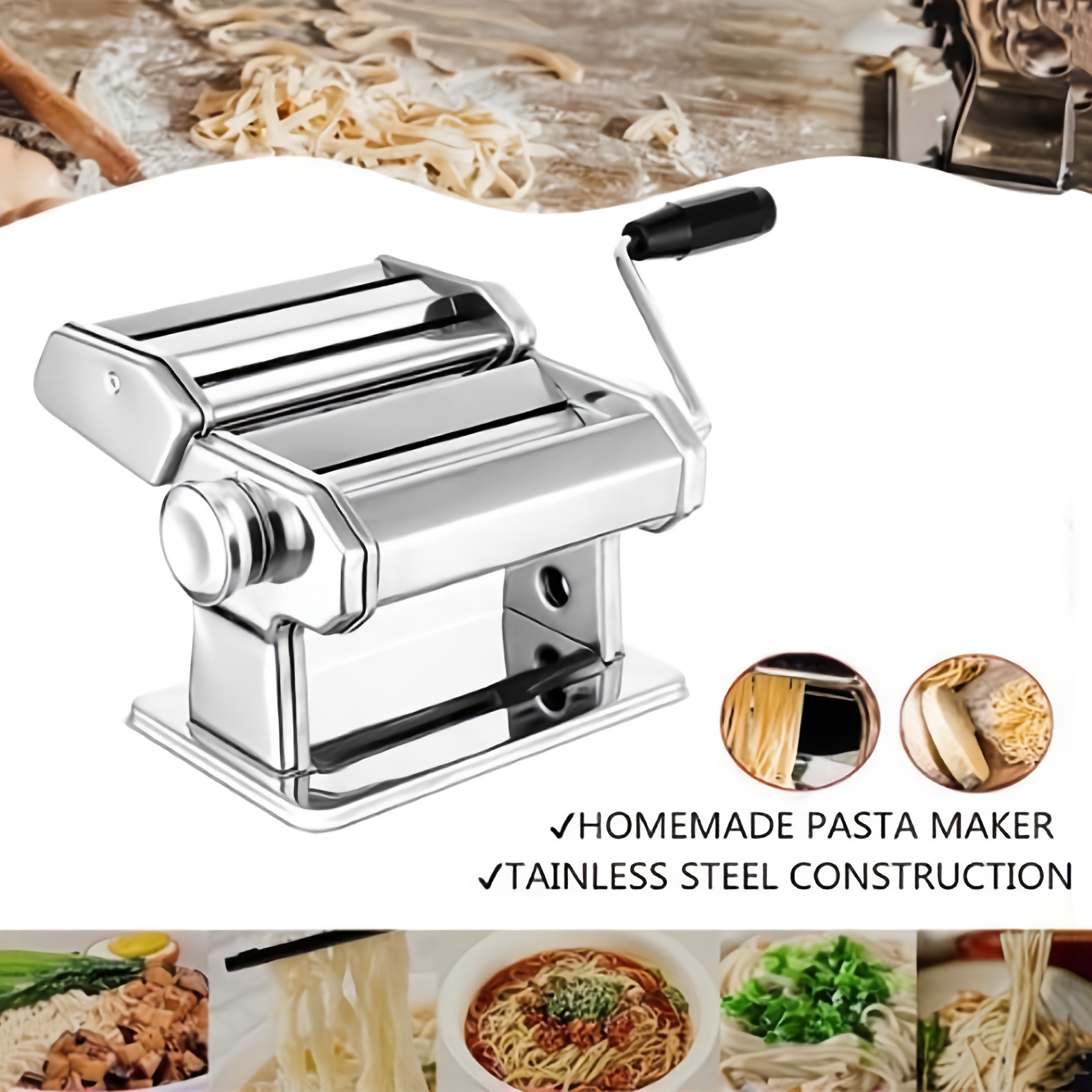 TEMU Stainless Steel Pasta Making Machine Noodle Maker, Manual Pasta Maker Dough,