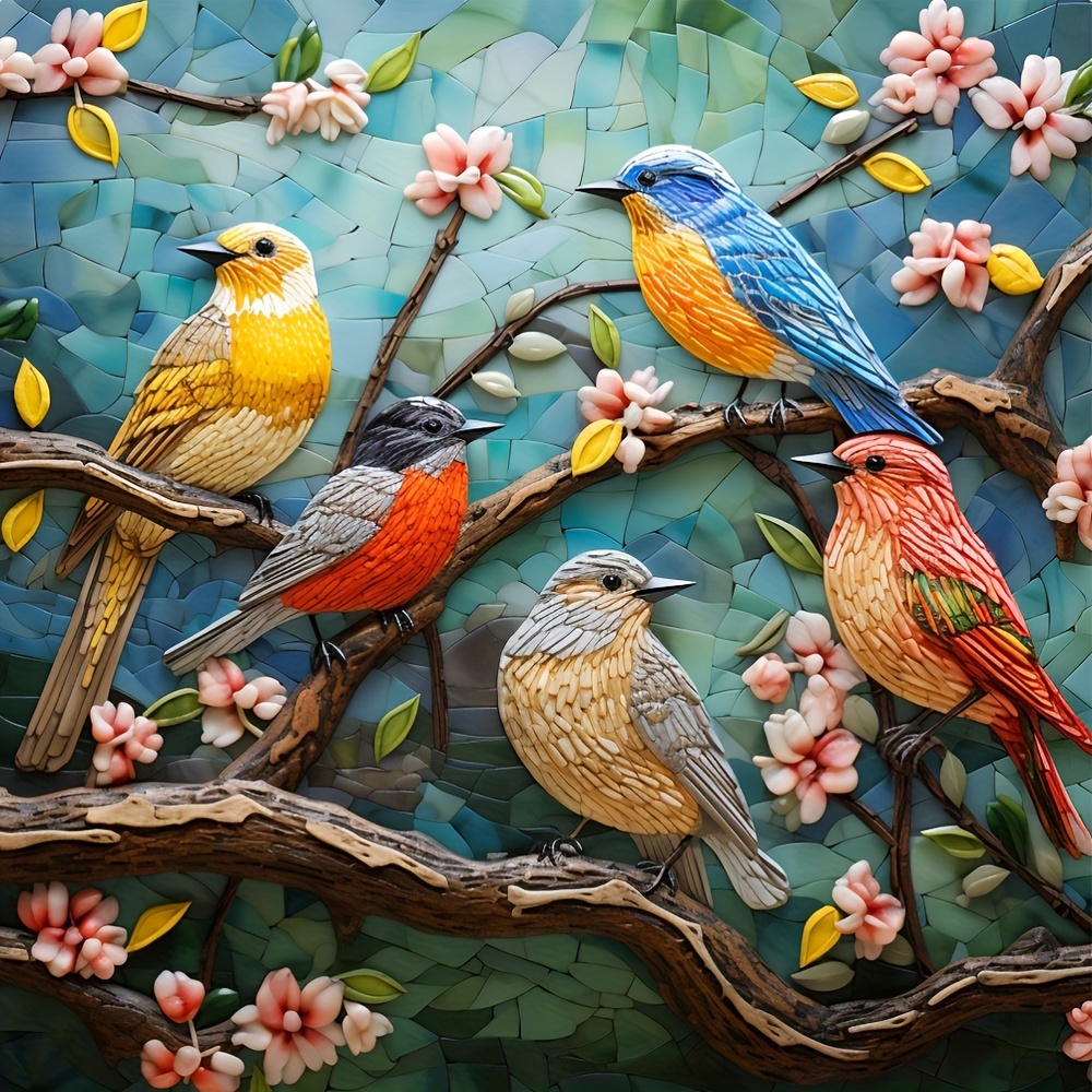 

40x40cm/15.7x15.7inch Without Frame Beautiful Birds, Diamond Art Painting Kit 5d Diamond Art Set Painting With Diamond Gems, Arts And Crafts For Home Wall Decor