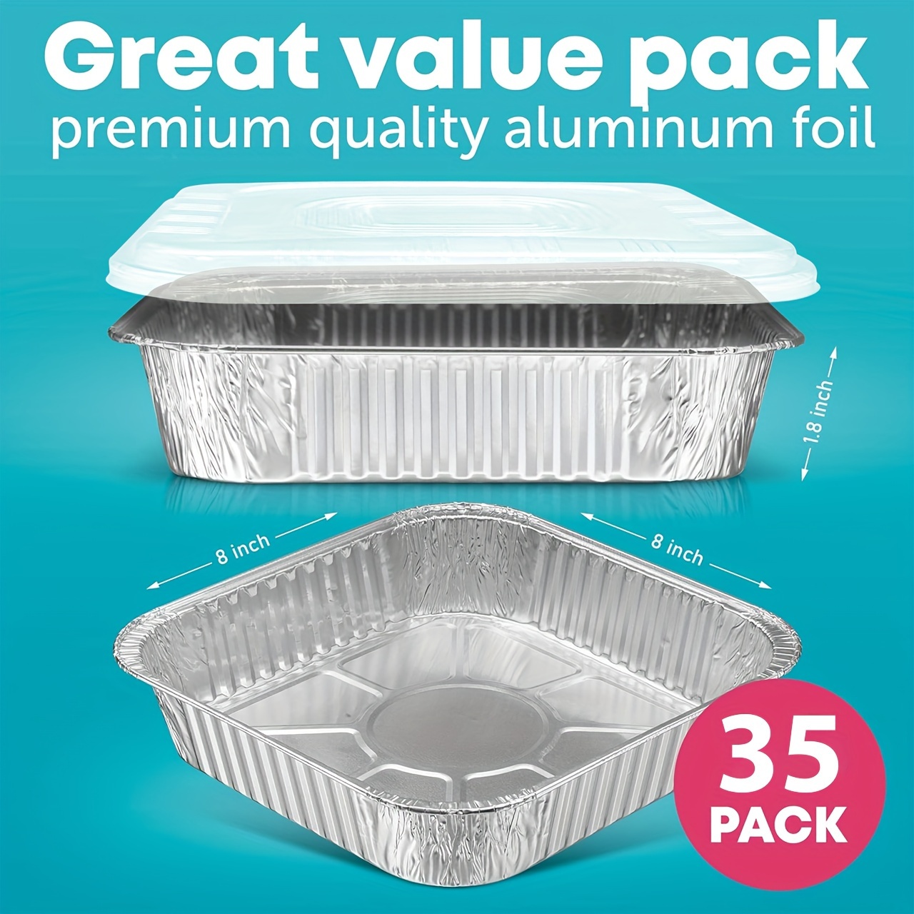 TEMU 8x8 Disposable Aluminum Pans With Clear Lids - Foil Pans For Cooking, Baking Cakes, Roasting And Homemade Breads - Disposable Food Containers