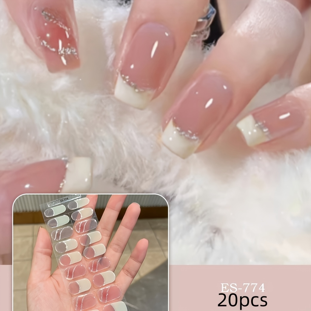 20pcs Semi-cured Gel Nail Wraps, Semi-cured Gel Nail Strips - Compatible With All Nail Lamps, Salon-quality, Long-lasting, Easy To Apply & Remove - Includes Nail File & Stick-gradient