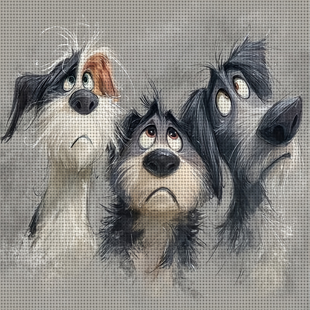 TEMU 1pc Printed Diy Cross- Kit, Frameless, "three Cute Dogs" Pattern, Perfect For Beginners To Relax And Craft, Experience From "leisure" To "relax"