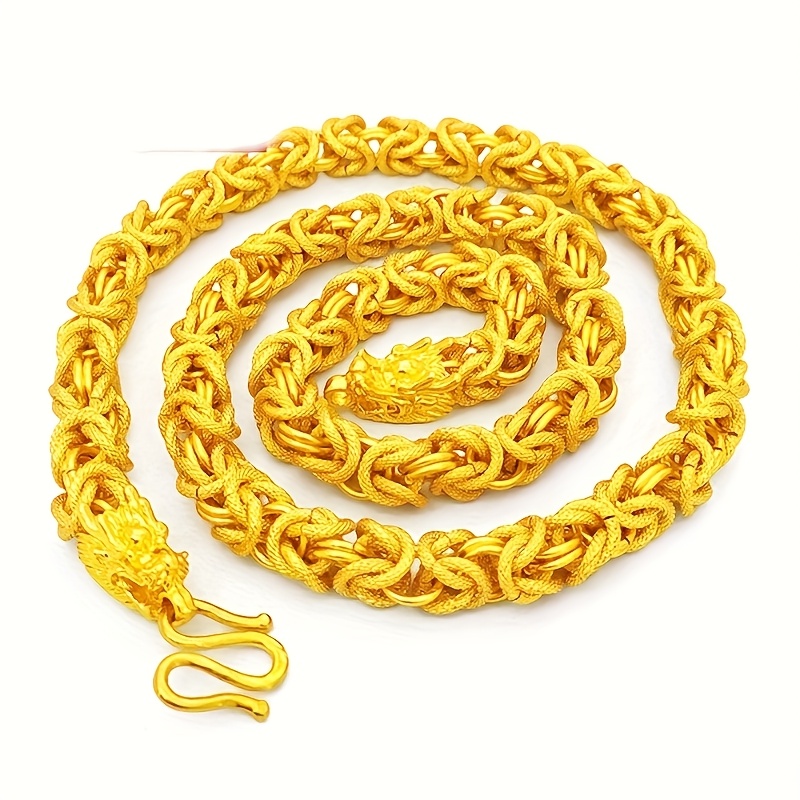 TEMU Men's Necklace, Heavy-duty 18k Gold Plated Plated Head Necklace For Men - Hip-hop Rock Style Necklace, Men's Jewelry, Women's Necklace, 18k Gold