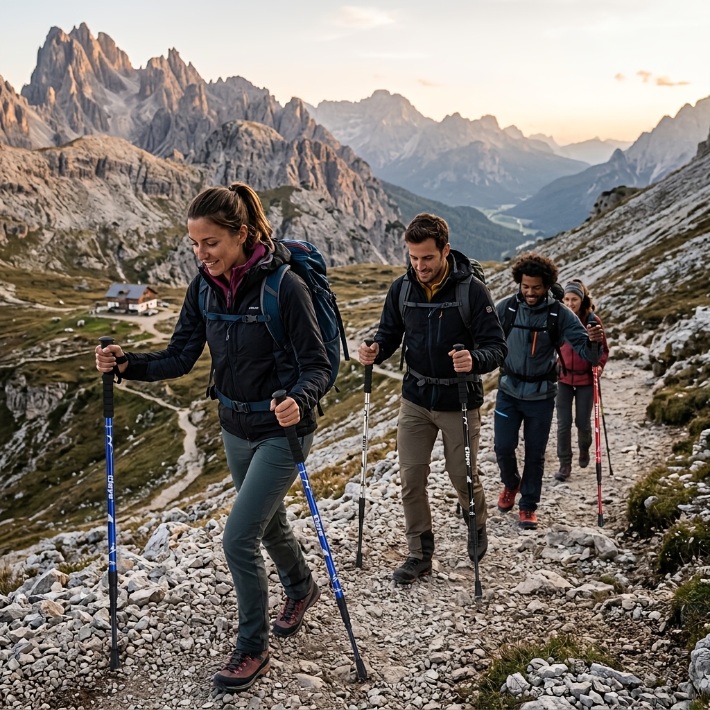 3-Section Trekking Poles with Straight Handle for Hiking and Camping