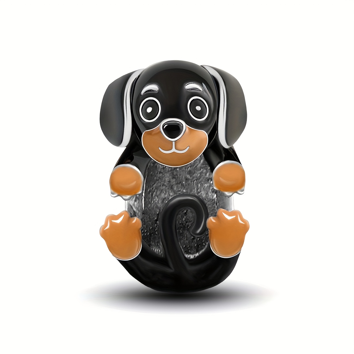Image of 1pc Dachshund Beads Beads, 925 Silver Plated Beads Suitable For Bracelets Bracelets, Jewelry Making Additions Birthday Valentine's Day Mother's Day Christmas Gifts For Women