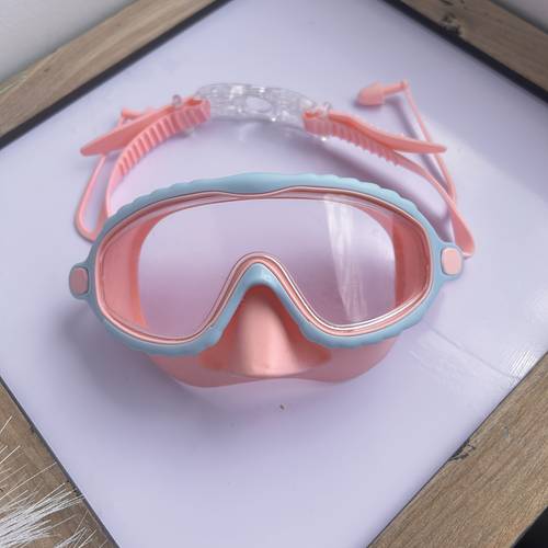1pc kids anti fog swimming goggles leak proof waterproof with and earplugs integrated anti choking vision with large frame safe silicone material swimming goggles for boys and girls for pool training outdoor beach