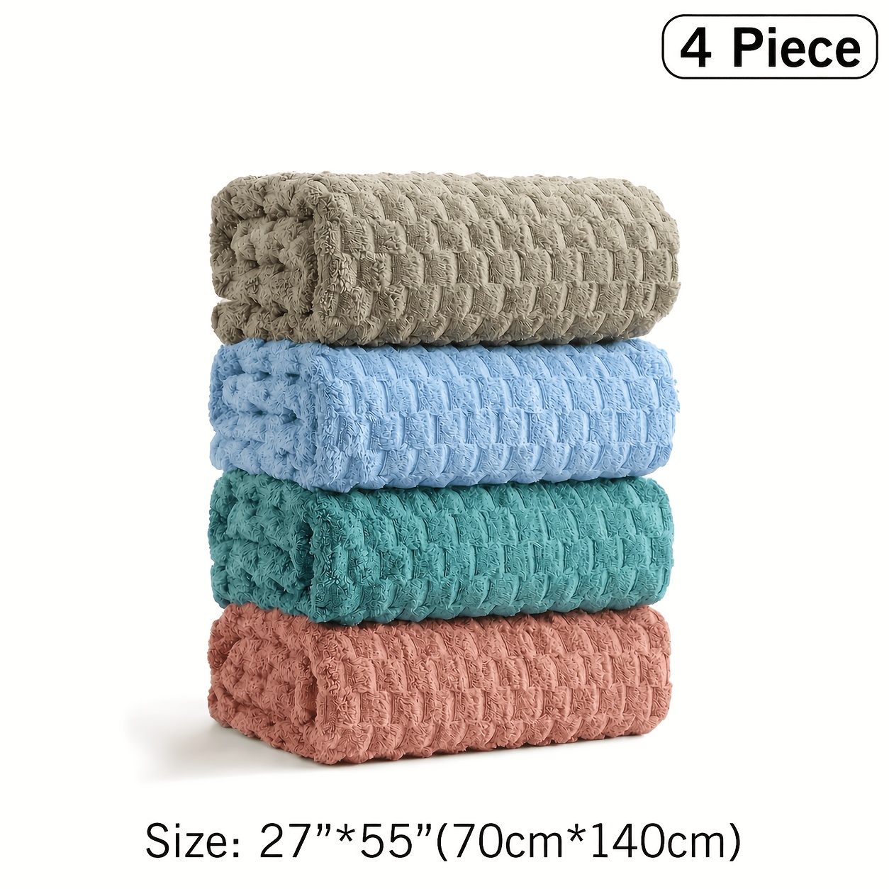TEMU 4pcs Oversized Bath Towel Set - 35"x70"/27"x55" Extra Large Microfiber Xl Bath Towels, Bath Towel Set, Quick-drying, Multiple Colors And Sizes