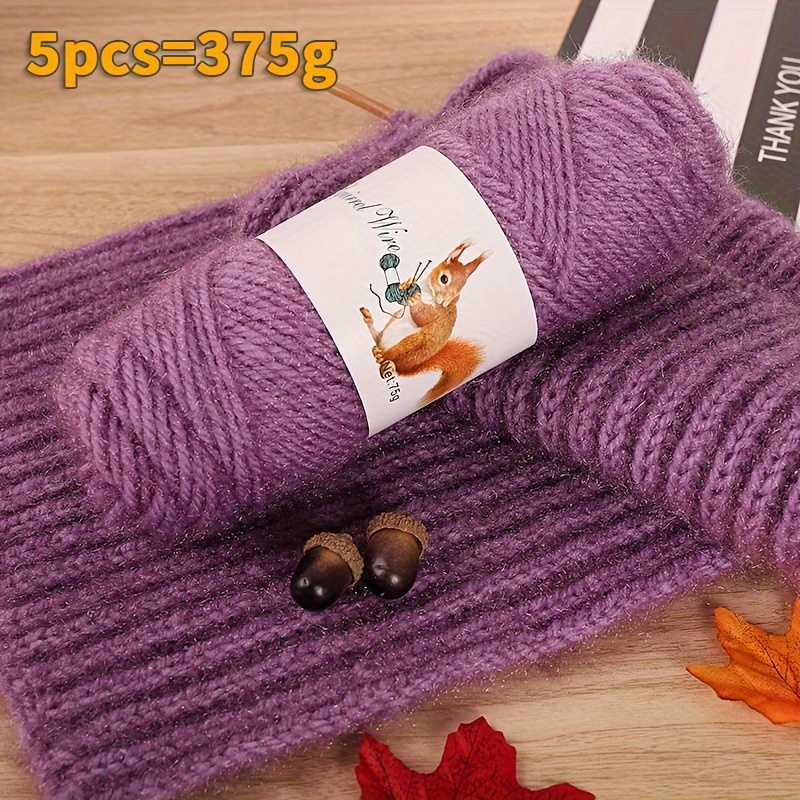 

5 Balls Of 375g Squirrel Velvet Yarn Ball Needle Thick Knitted Handmade Knitting Diy Hat Scarf Jacket Yarn Self-woven Gift Doll Korean Style Large Jacket