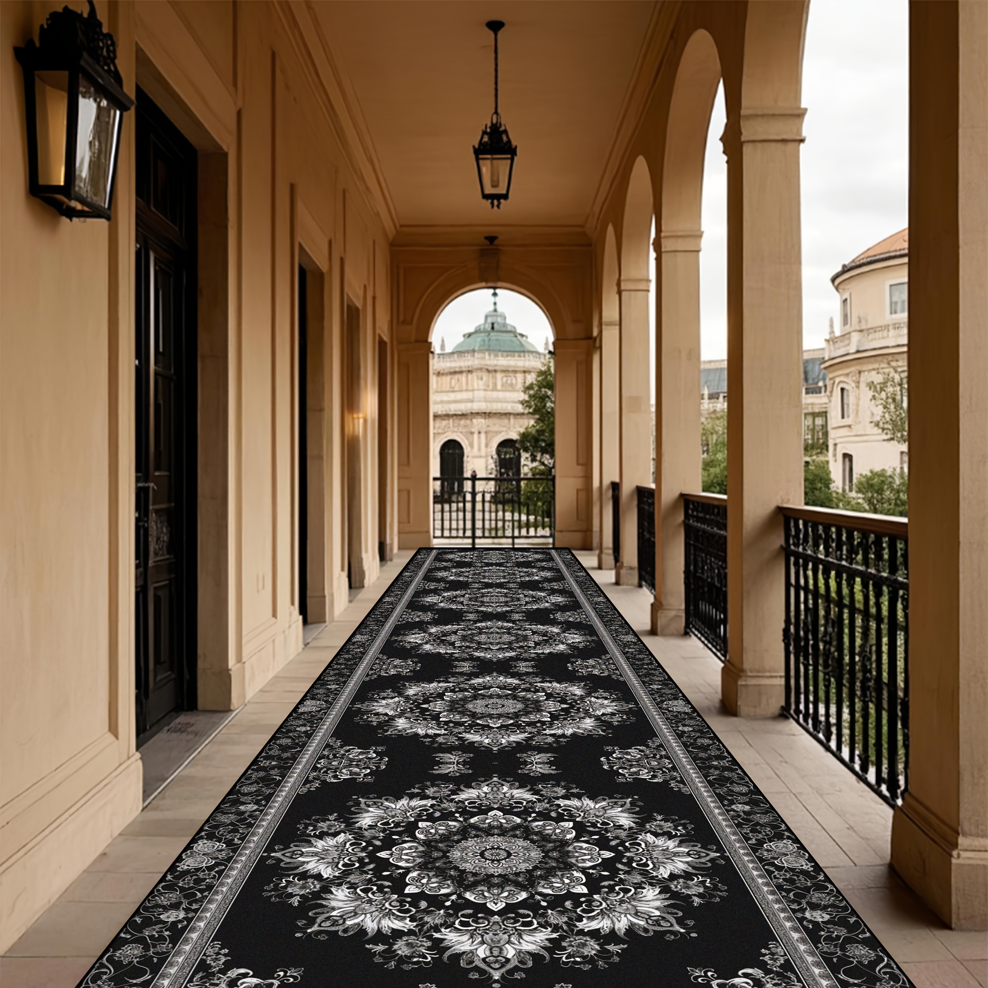 TEMU Sea Freight []1pc, Style Dining Room Decorative Carpet, Exquisite Printed Comfortable Bedside Runner, Extra Long Outdoor Corridor Carpet, Room