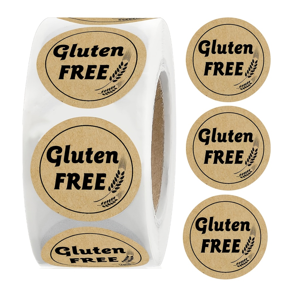 

500pcs 1-inch Gluten-free Brown Labels, Matte Round Stickers For Food Retail Packaging