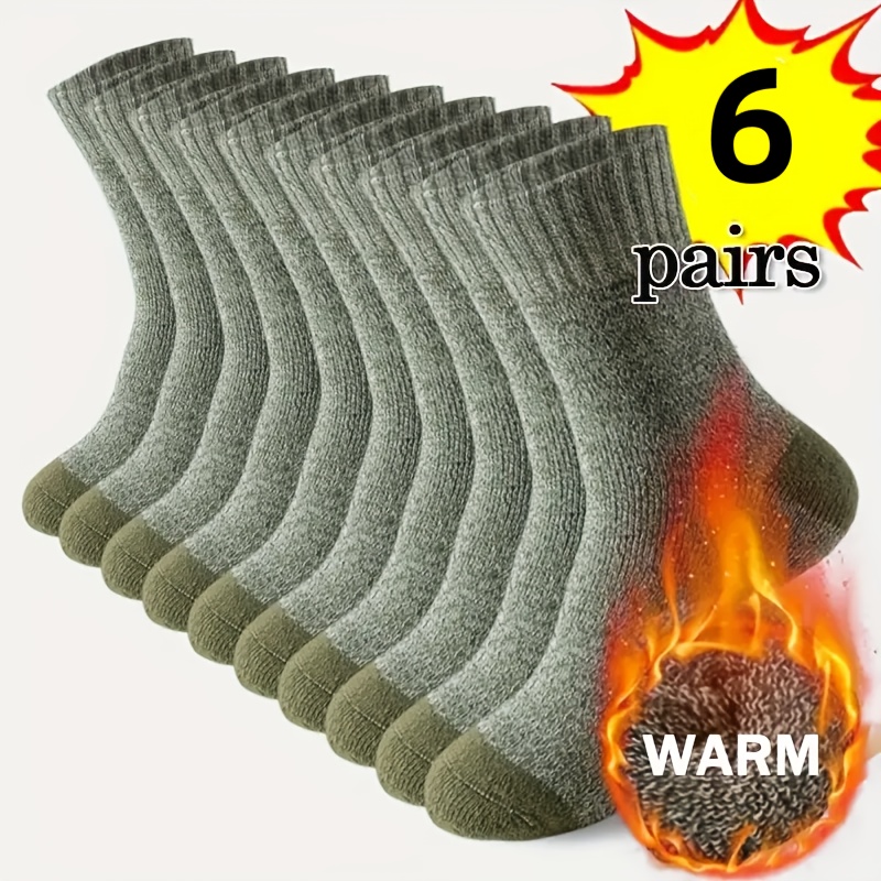 6 Pairs Men Women Winter Warm Socks, Thick Comfortable