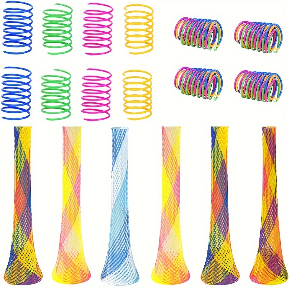 

24/48pcs Cat Spring Toy Set - Assorted Coil & Stretchable Colorful Plastic Springs Kitten Teaser Playthings - Interactive Pet Entertainment Accessories - No Batteries Required