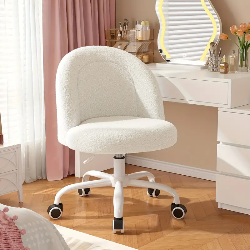 beige dressing table chair Cute Vanity Furniliving Chair With Golden Legs,Beige