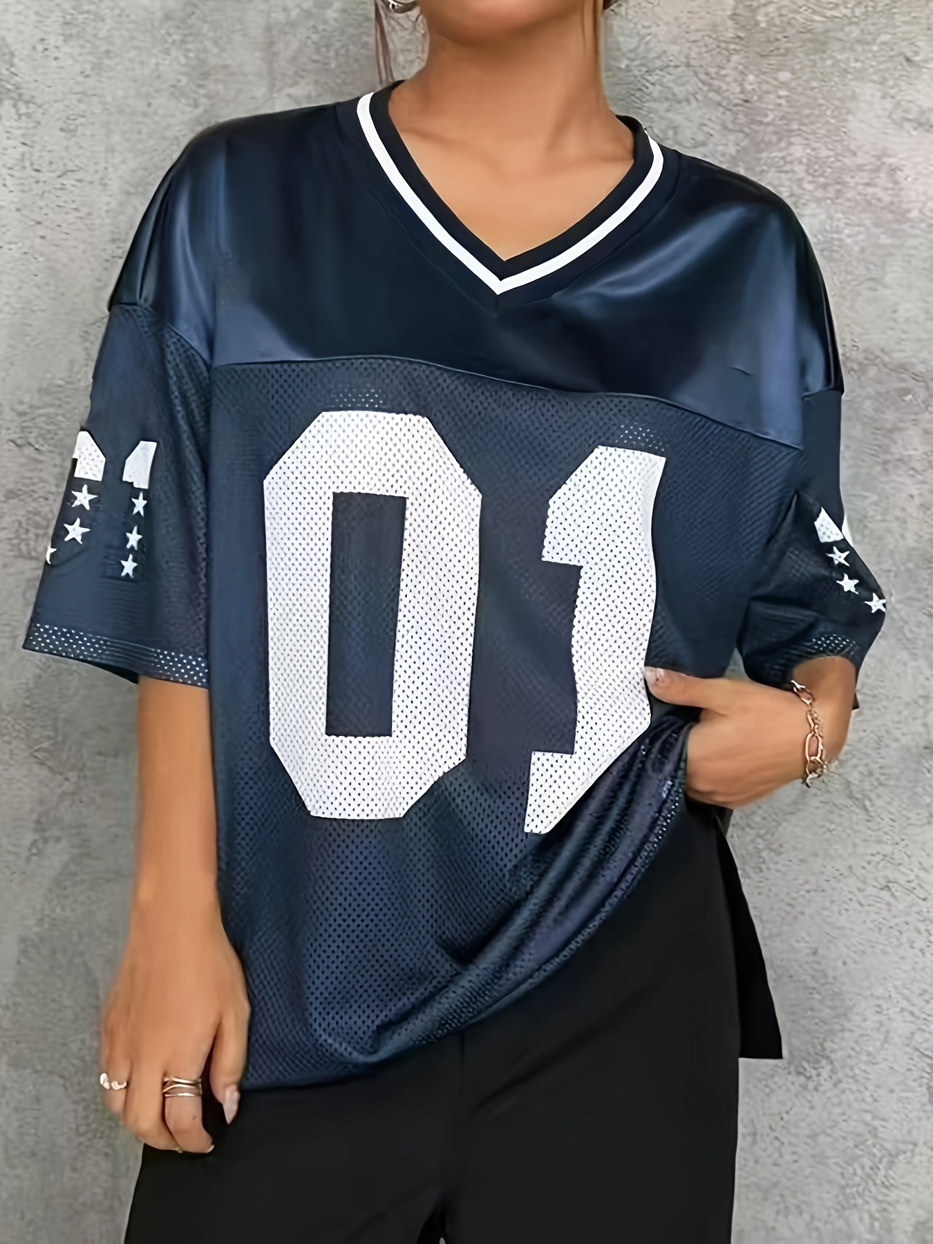 tシャツ FOOTBALL UNIFORM TEE レディース women's v neck jersey t shirt number 01 short - Temu Australia