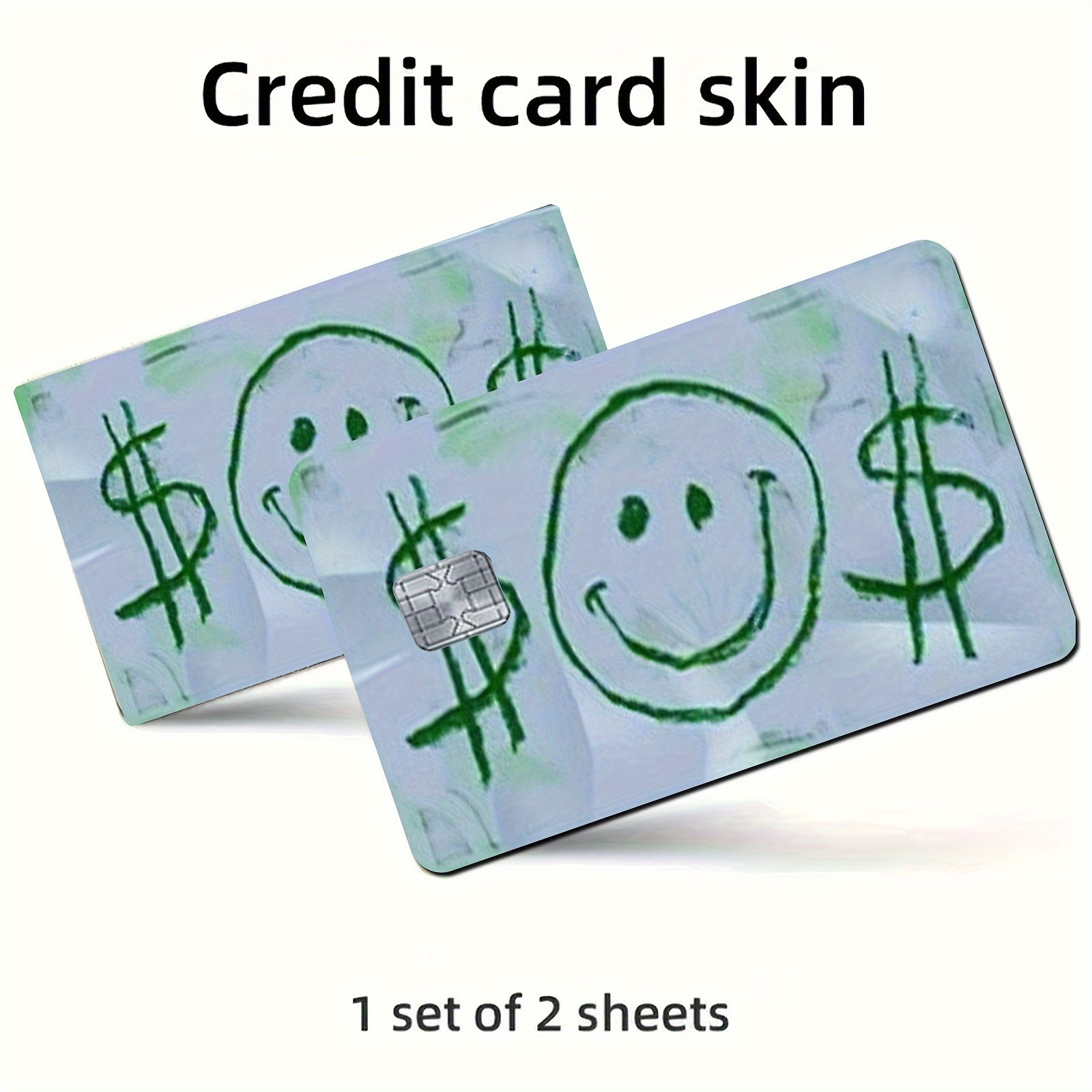 

2-pack Smile & Dollar Credit Card Skins, Pvc Adhesive Covers For Credit/debit/transit/key Cards, Waterproof Scratch-resistant Non-slip Protective Stickers, Easy Clean Multicolor Card Cases