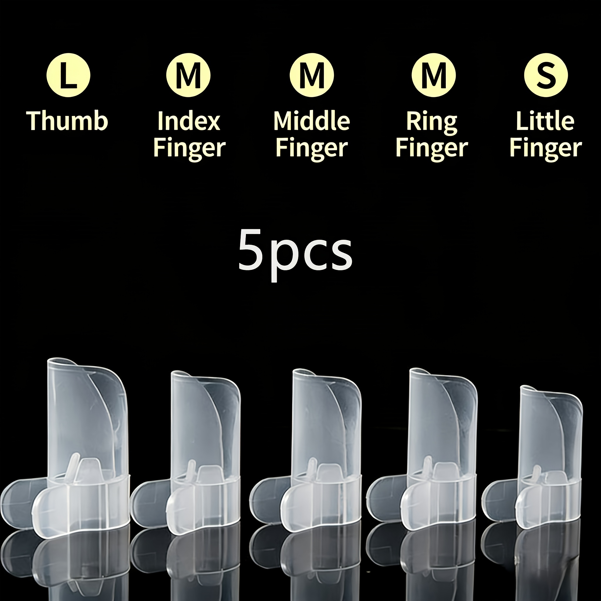 TEMU 5pcs S/m/l Transparent Invisible Nail Protective Covers, Nail Polish Nail Guards, Scratch And Impact Protection For Bathing, Sleeping, And Home