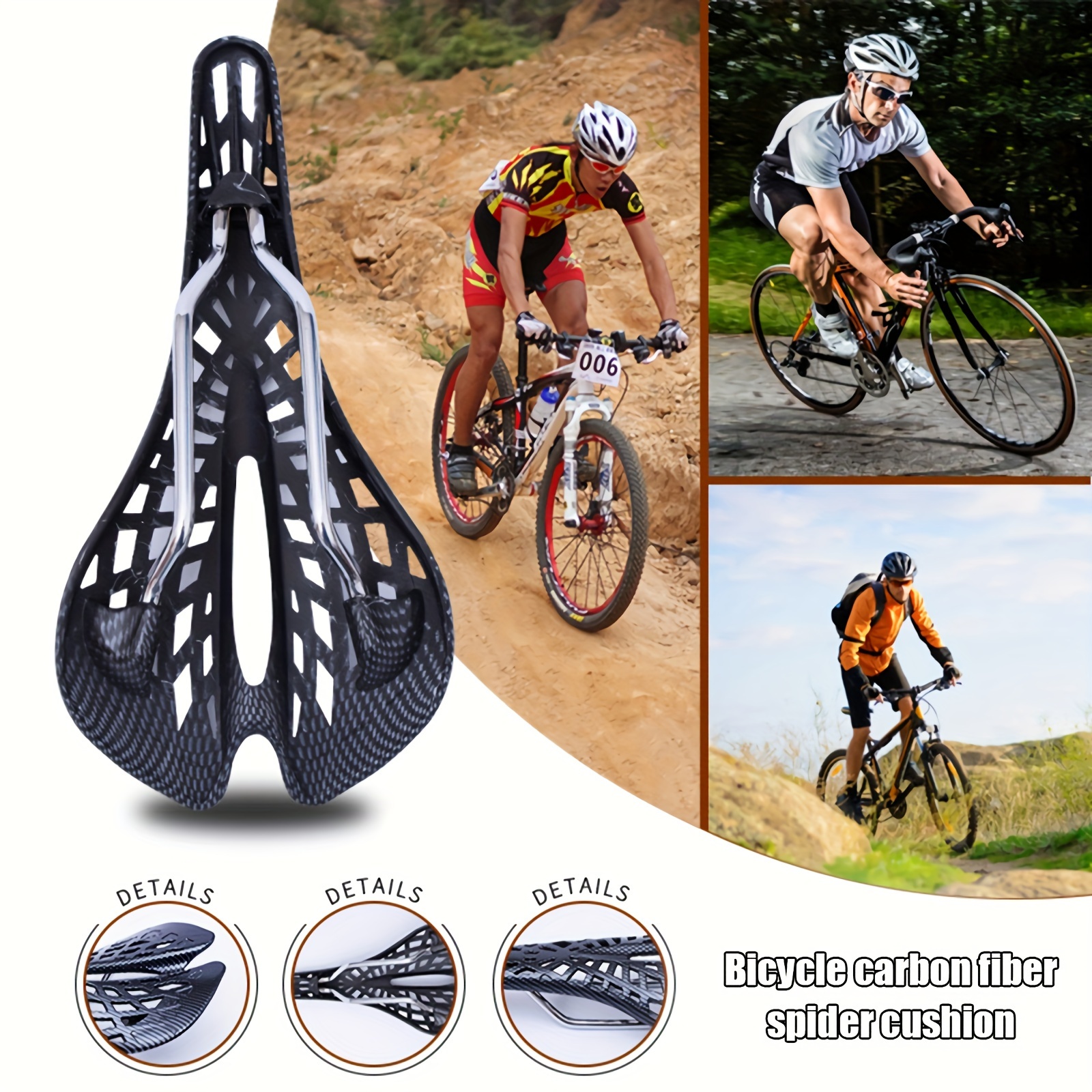 

Carbon Fiber Spider Web , Shock-absorbing Mountain Bike Seat Cushion For Road And Fixed-gear Bicycles - Color