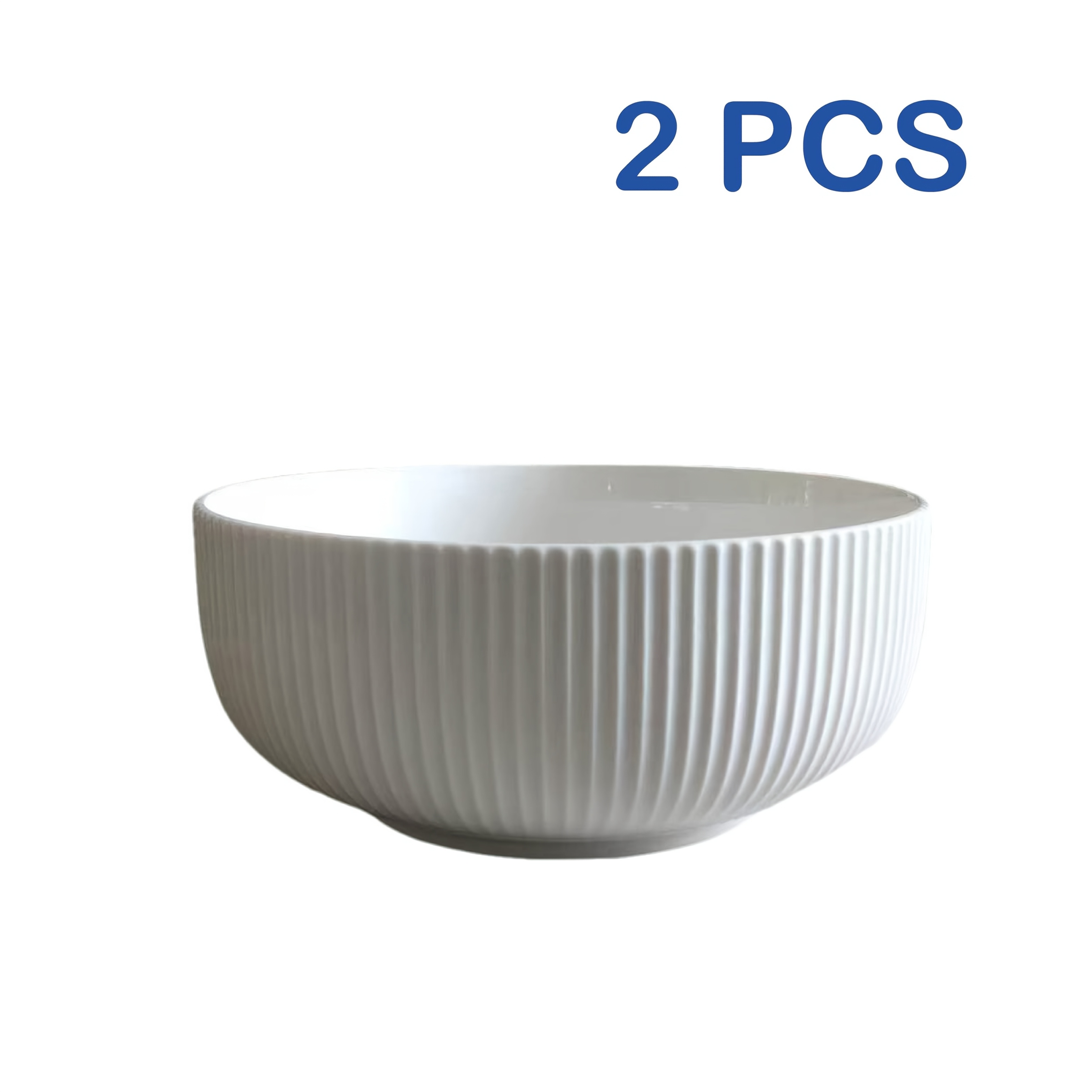 Image of 2pcs Vertical Stripe Ceramic Salad Bowls, 8-inch 60-ounce Fruit Bowls, Soup Bowls, Pasta Bowls, Serving Bowls, Kitchen And Dining Room Suitable, Ceramic Bowls For Kitchen, Soup Bowls For Kitchen
