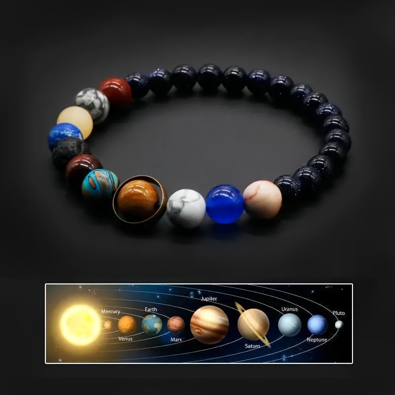 

1pc Solar System Gemstone Stretch Bracelet, Unisex Fashion Accessory With Beads, Ideal For Best Friend, Birthday, Graduation, Wedding, Halloween, Christmas Gifts